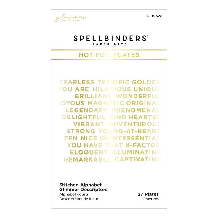 Stitched Alphabet Descriptors Glimmer Hot Foil Plates - DISCONTINUED