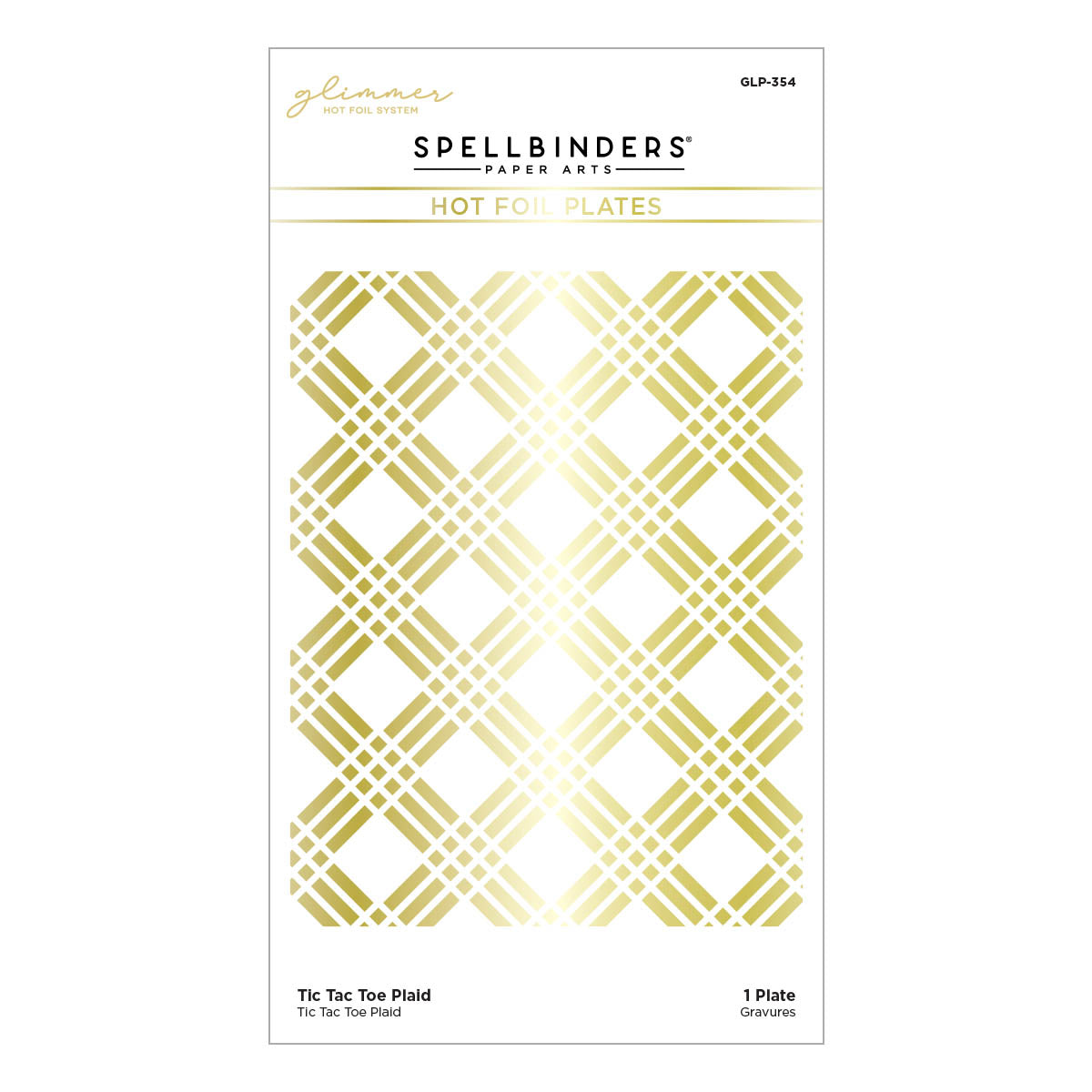Tic Tac Toe Plaid Glimmer Hot Foil Plate - DISCONTINUED