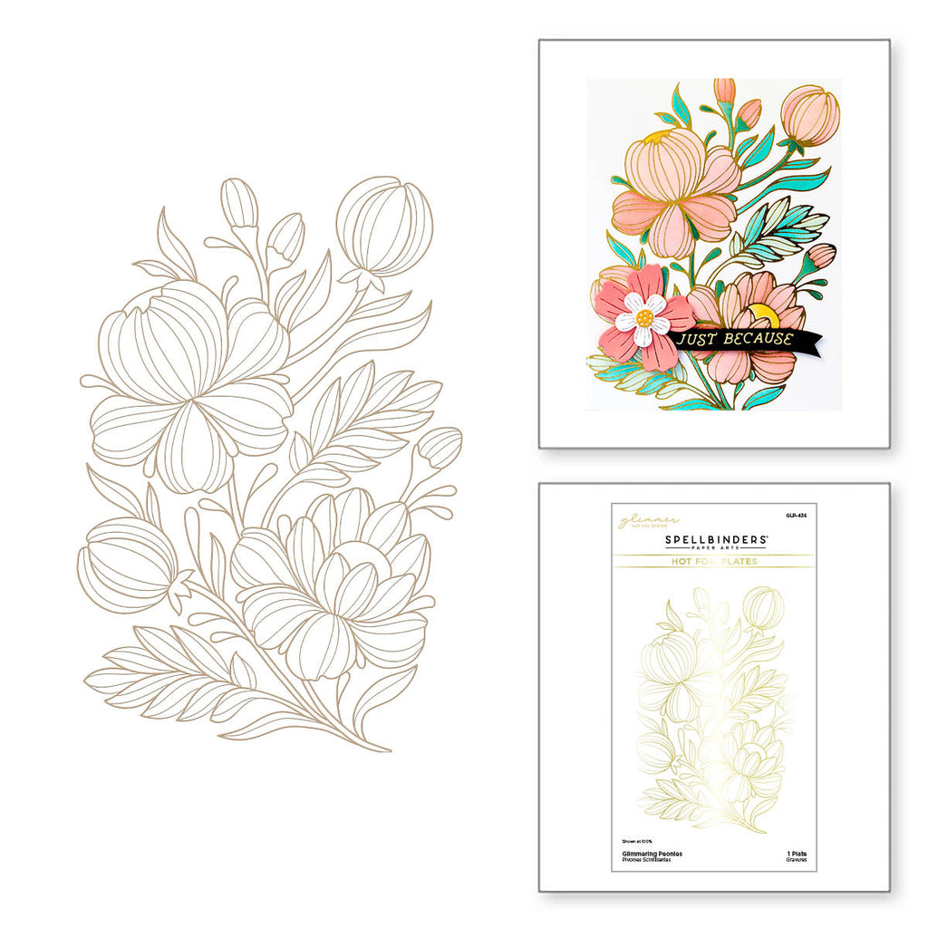 Glimmering Peonies Glimmer Plate and Stencil Bundle