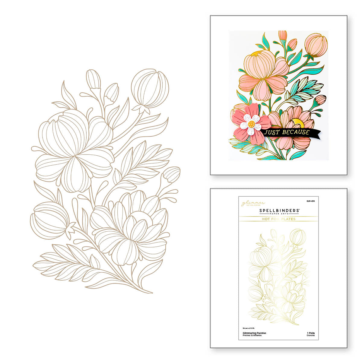 Glimmering Peonies Glimmer Plate and Stencil Bundle